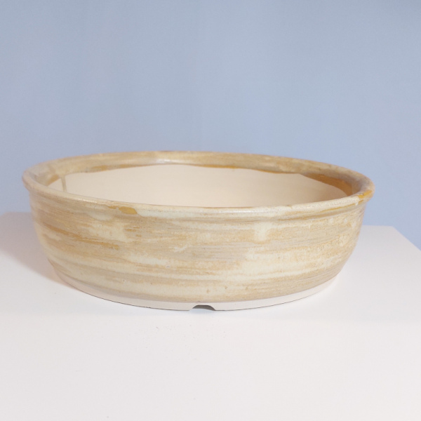 WGL-0003: Runde hohe sandfarbene Bonsaischale ca. 23x6 cm