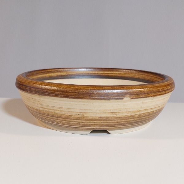 WGM-0029: Runde braune standfeste Bonsaischale ca. 14x4 cm