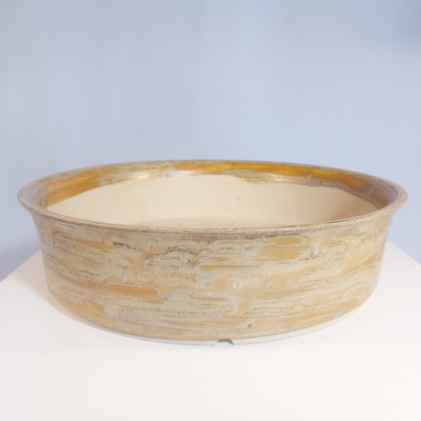 WGL-0005: Große runde sandfarbene Bonsaischale ca. 30x7 cm